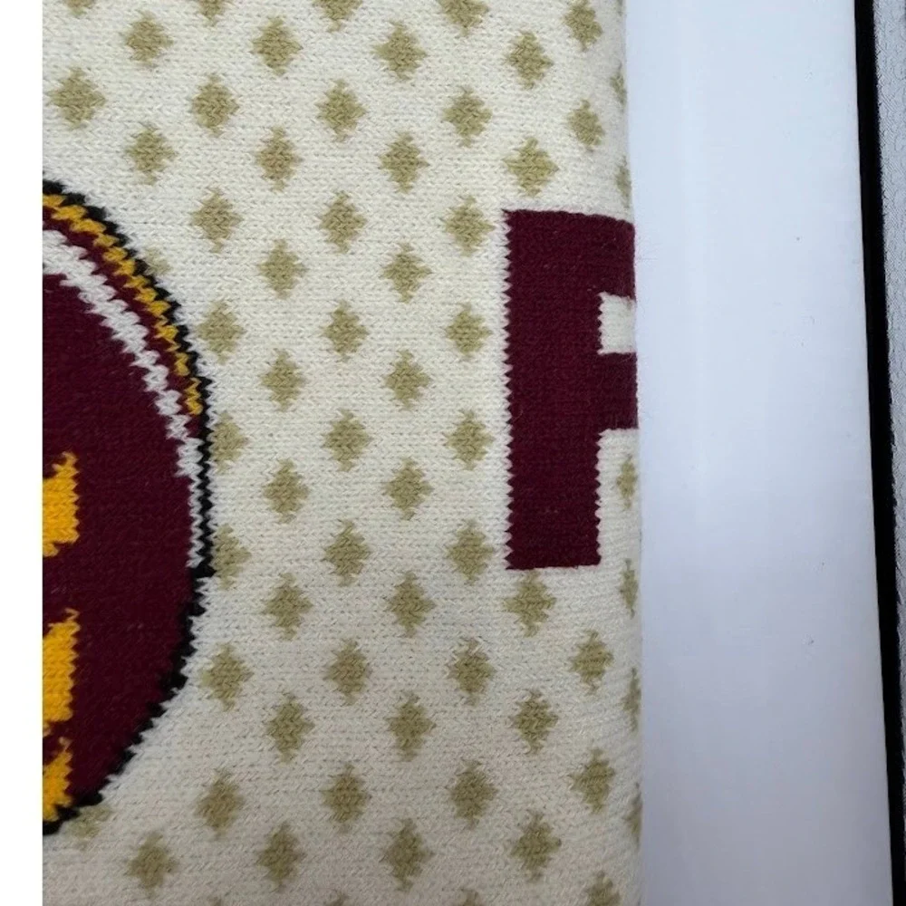 Washington Commanders Football Knit Fringe Scarf Burgundy Gold White Cream NCFU